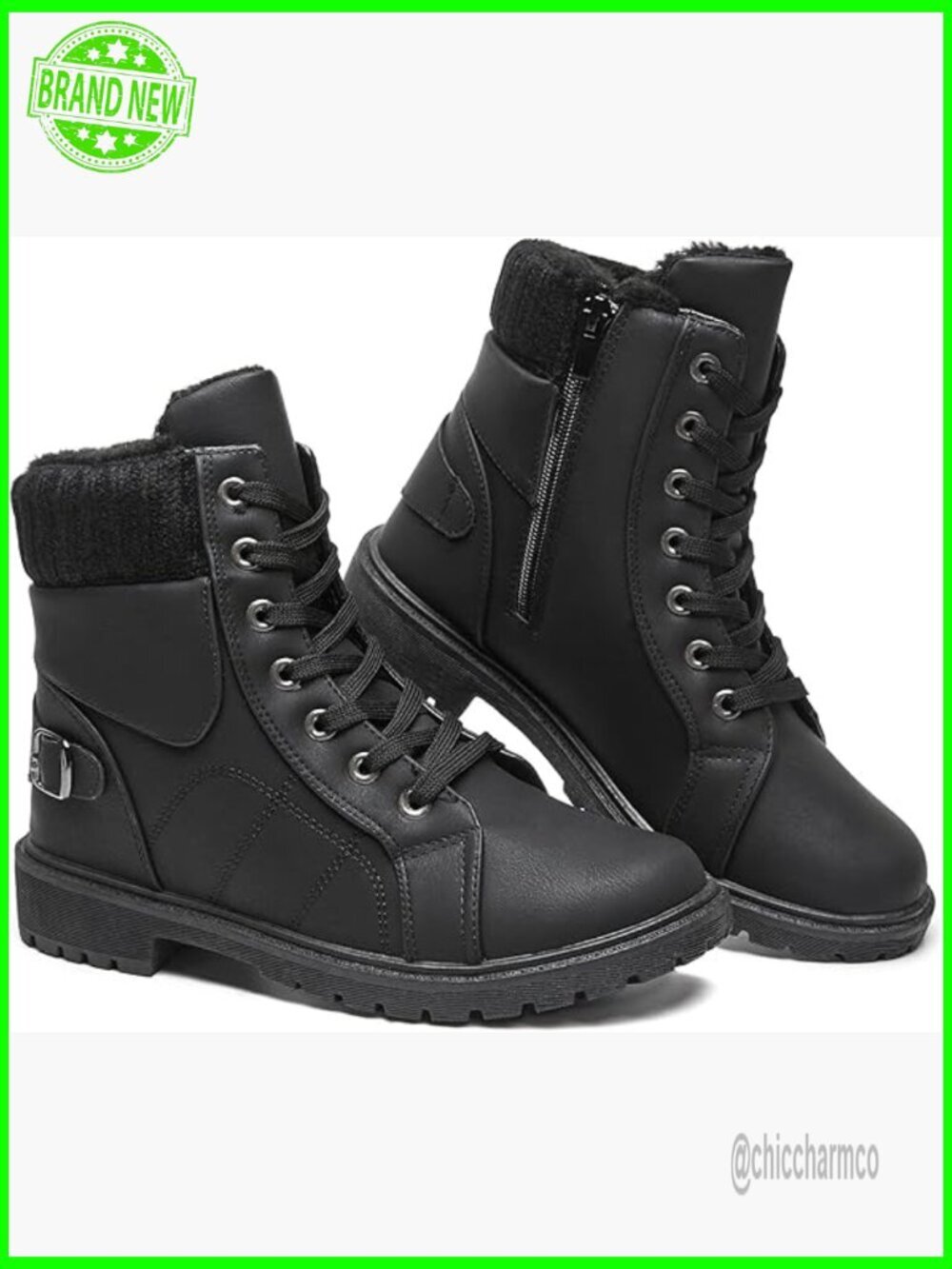 Fur Lined Winter Snow Boots with Side Zipper